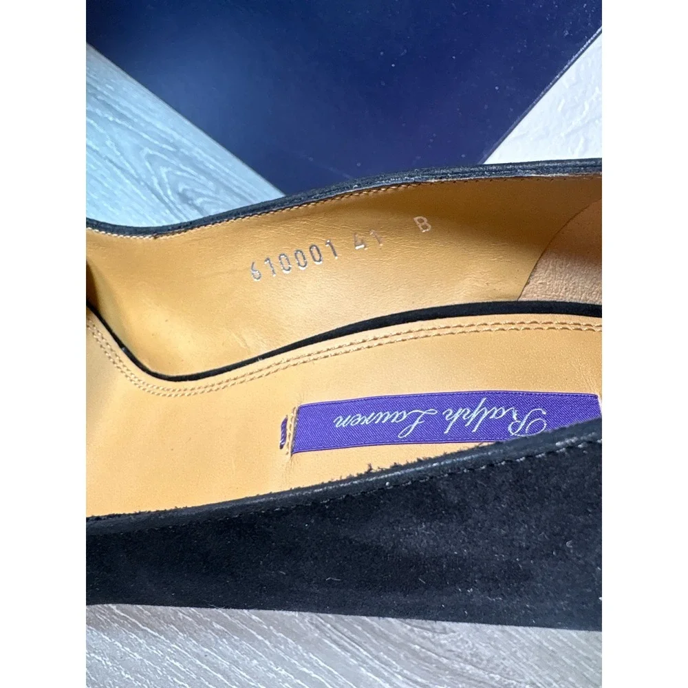 Ralph Lauren Purple Label Black Suede Pointed Toe Pumps Stiletto Heels Italy 41B